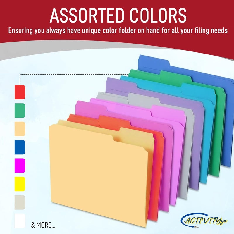 ACTIVITYYA Red File Folders, 1/3-Cut Tabs, Letter Size, 12-Pack – Durable Office Filing Folders for Documents, Papers, and Organization - Image 3